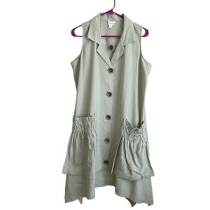 Sleeveless Button-Down Dress with Pockets
